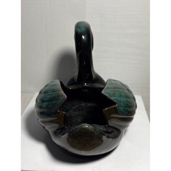Vtg Blue Mountain Pottery Swan Planter Vase Green Drip Glaze 6 x 8" Canada MCM - Picture 2 of 11